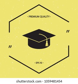 Master cap for graduates, square academic cap, graduation cap icon