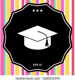 Master cap for graduates, square academic cap, graduation cap icon