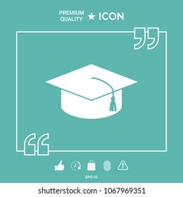 Master cap for graduates, square academic cap, graduation cap icon