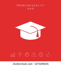 Master cap for graduates, square academic cap, graduation cap icon