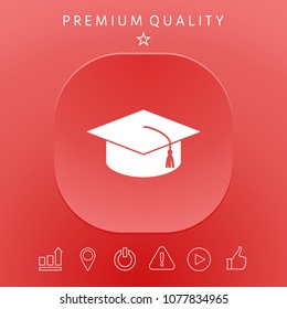 Master cap for graduates, square academic cap, graduation cap icon