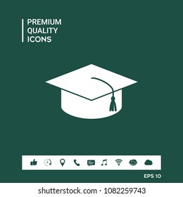 Master cap for graduates, square academic cap, graduation cap icon