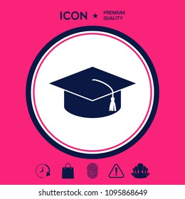 Master cap for graduates, square academic cap, graduation cap icon