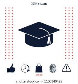 Master cap for graduates, square academic cap, graduation cap icon