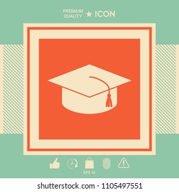 Master cap for graduates, square academic cap, graduation cap icon