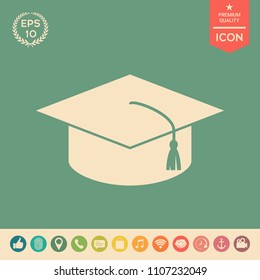Master cap for graduates, square academic cap, graduation cap icon