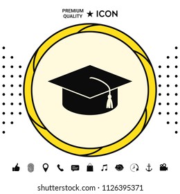 Master cap for graduates, square academic cap, graduation cap icon