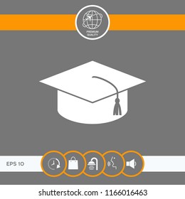 Master cap for graduates, square academic cap, graduation cap icon