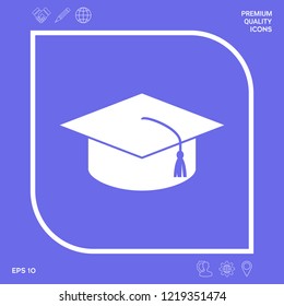 Master cap for graduates, square academic cap, graduation cap icon. Graphic elements for your design
