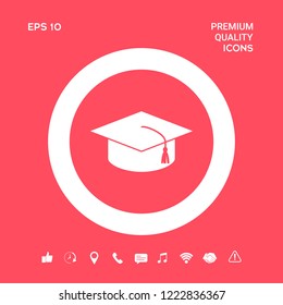 Master cap for graduates, square academic cap, graduation cap icon. Graphic elements for your design