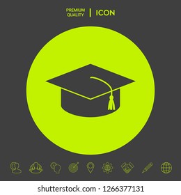 Master cap for graduates, square academic cap, graduation cap icon. Graphic elements for your design