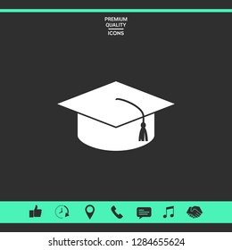 Master cap for graduates, square academic cap, graduation cap icon. Graphic elements for your design