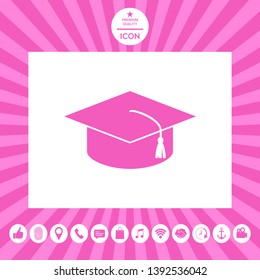 Master cap for graduates, square academic cap, graduation cap icon. Graphic elements for your design