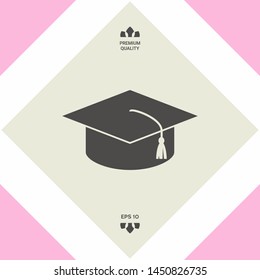 Master cap for graduates, square academic cap, graduation cap icon. Graphic elements for your design
