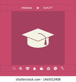 Master cap for graduates, square academic cap, graduation cap icon. Graphic elements for your design