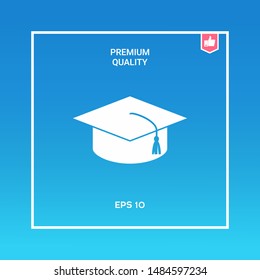Master cap for graduates, square academic cap, graduation cap icon. Graphic elements for your design