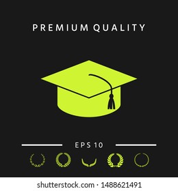 Master cap for graduates, square academic cap, graduation cap icon. Graphic elements for your design