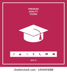 Master cap for graduates, square academic cap, graduation cap icon. Graphic elements for your design