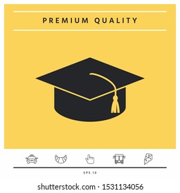 Master cap for graduates, square academic cap, graduation cap icon. Graphic elements for your design
