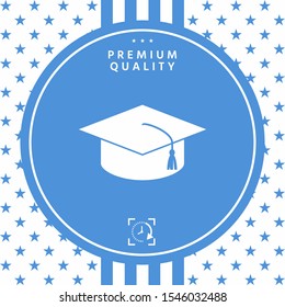 Master cap for graduates, square academic cap, graduation cap icon. Graphic elements for your design