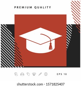 Master cap for graduates, square academic cap, graduation cap icon. Graphic elements for your design