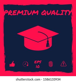 Master cap for graduates, square academic cap, graduation cap icon. Graphic elements for your design