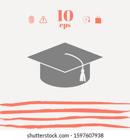 Master cap for graduates, square academic cap, graduation cap icon. Graphic elements for your design