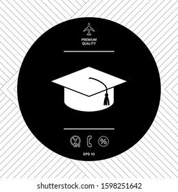 Master cap for graduates, square academic cap, graduation cap icon. Graphic elements for your design