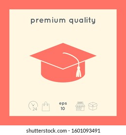 Master cap for graduates, square academic cap, graduation cap icon. Graphic elements for your design
