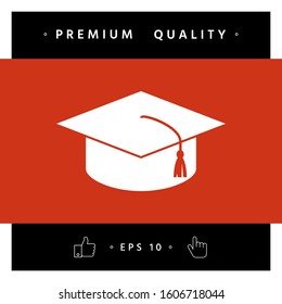 Master cap for graduates, square academic cap, graduation cap icon. Graphic elements for your design