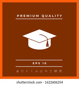 Master cap for graduates, square academic cap, graduation cap icon. Graphic elements for your design