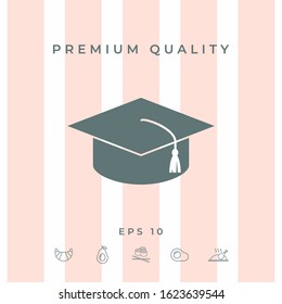 Master cap for graduates, square academic cap, graduation cap icon. Graphic elements for your design