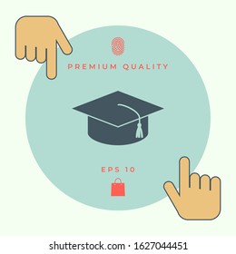 Master cap for graduates, square academic cap, graduation cap icon. Graphic elements for your design