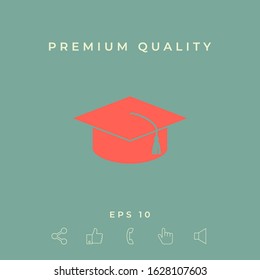 Master cap for graduates, square academic cap, graduation cap icon. Graphic elements for your design
