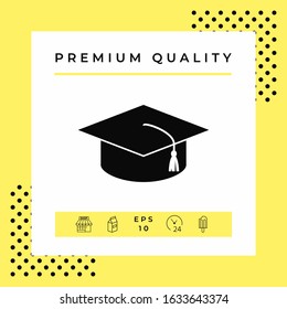 Master cap for graduates, square academic cap, graduation cap icon. Graphic elements for your design