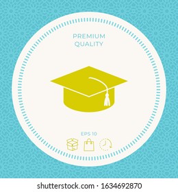 Master cap for graduates, square academic cap, graduation cap icon. Graphic elements for your design