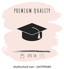Master cap for graduates, square academic cap, graduation cap icon. Graphic elements for your design