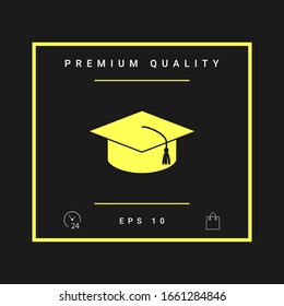 Master cap for graduates, square academic cap, graduation cap icon. Graphic elements for your design