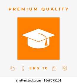 Master cap for graduates, square academic cap, graduation cap icon. Graphic elements for your design