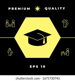 Master cap for graduates, square academic cap, graduation cap icon. Graphic elements for your design