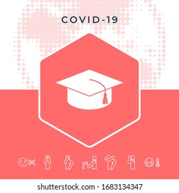 Límite máximo para graduados, tapa académica cuadrada, icono de tapón de graduación. Elementos gráficos para el diseño