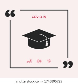 Master cap for graduates, square academic cap, graduation cap icon. Graphic elements for your design