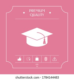 Master cap for graduates, square academic cap, graduation cap icon. Graphic elements for your design