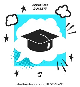 Master cap for graduates, square academic cap, graduation cap icon. Graphic elements for your design