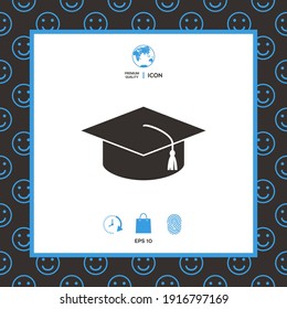 Master cap for graduates, square academic cap, graduation cap icon