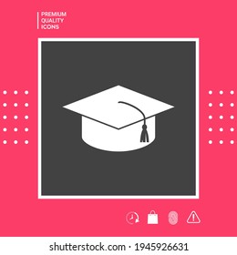 Master cap for graduates, square academic cap, graduation cap icon