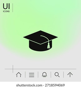 Gorra maestra para graduados, gorra académica cuadrada, icono de gorra de graduación