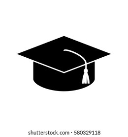 Master cap for graduates, square academic cap, graduation cap icon