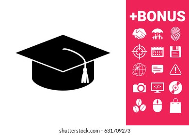 Master cap for graduates, square academic cap, graduation cap icon