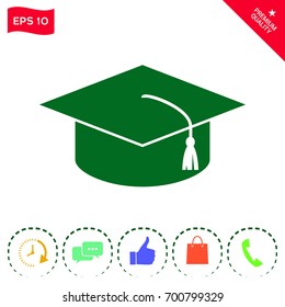 Master cap for graduates, square academic cap, graduation cap icon